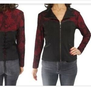 Alberto-Makali corset jacket red w/black lace